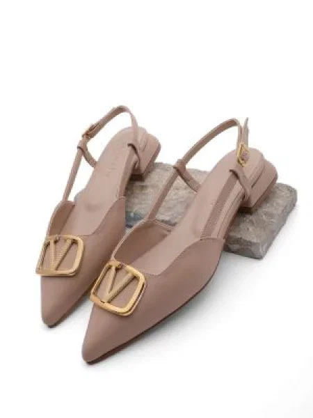 Baleríny Marjin s přezkou s otevřenou patou béžové