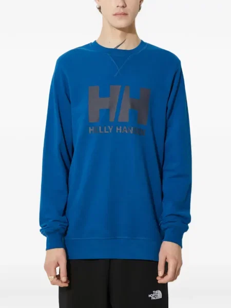 Hanorac crewneck Helly Hansen cu decolteu rotund cu autograf albastru