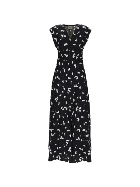 Rochie midi Alysi cu imagine cu decolteu în V până la genunchi negru