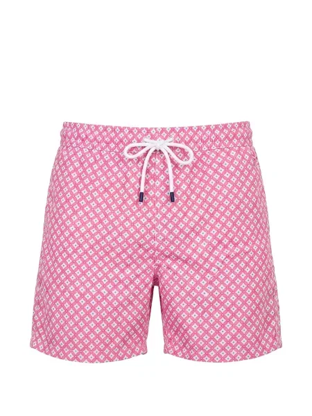Slip de baie Fedeli cu imagine cu imprimeu geometric cu cordon roz