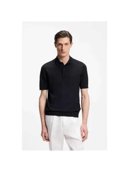 Koszulka polo o kroju regular fit z czystej żywej wełny model NOLANO' Hugo niebieska