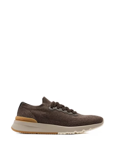 Sneakerși Brunello Cucinelli cu șireturi tricotate maro