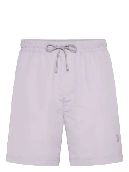 Haftowane szorty Brunello Cucinelli fioletowe