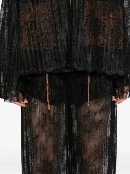 Pantaloni Quetsche plisate din dantelă negru