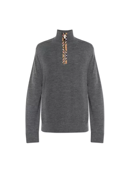 Sweter Burberry wełniany szary