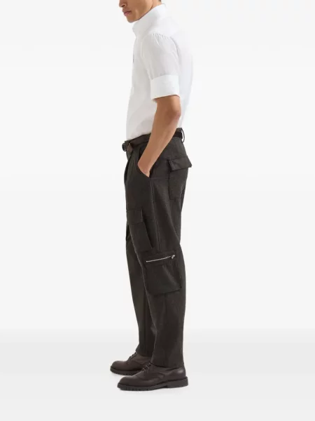 Pantaloni cargo Brunello Cucinelli de lână maro