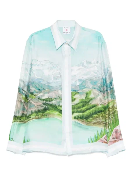 Cămașă Casablanca de mătase albastru