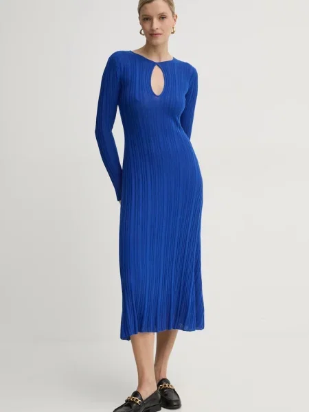 Pepe Jeans rochie din amestec de matase NATASHA violet midi evazati negru