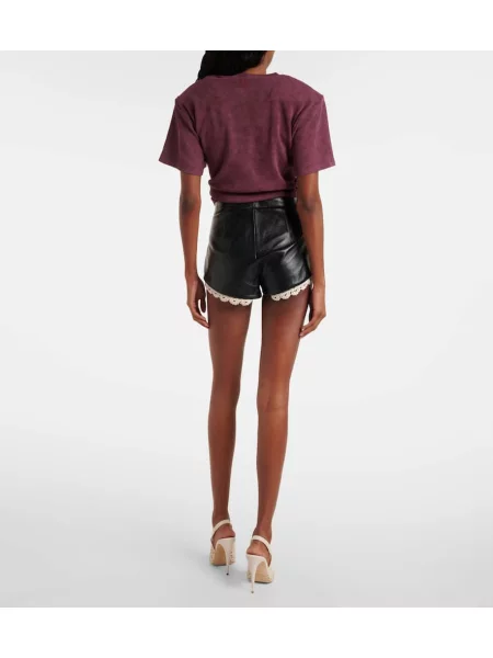 Pantaloni scurți Magda Butrym din piele negru