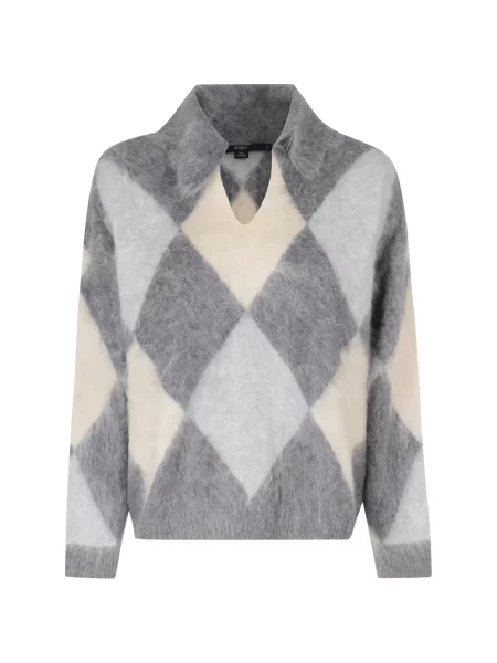 Tricou polo Seventy cu model argyle gri