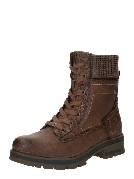 MUSTANG Šnurovacie členkové čižmy hnedá