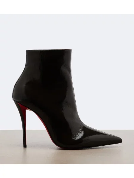 Usnjene lakirane čevlji do gležnjev Christian Louboutin rjava