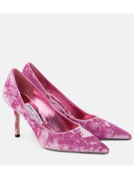 Pantofi cu toc Jimmy Choo de catifea roz