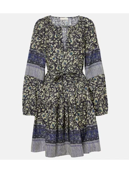 Cvetlična obleka Ulla Johnson s cvetličnim vzorcem s potiskom modra