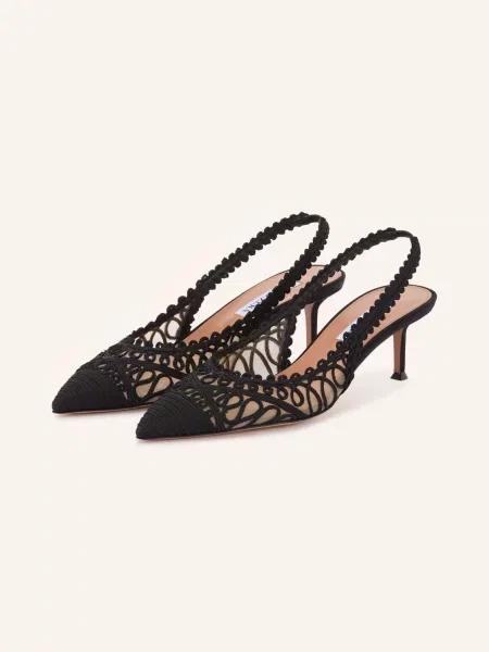 Aquazzura Czółenka Z Paskiem Kahlo schwarz czarna