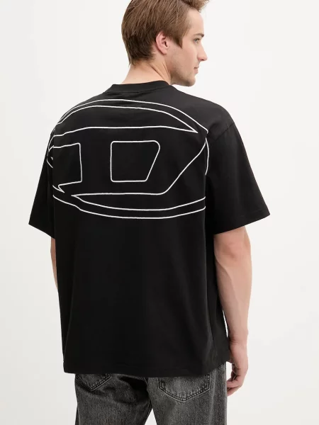 Тениска Diesel T-BOGGY-MEGOVAL-D с десен черно