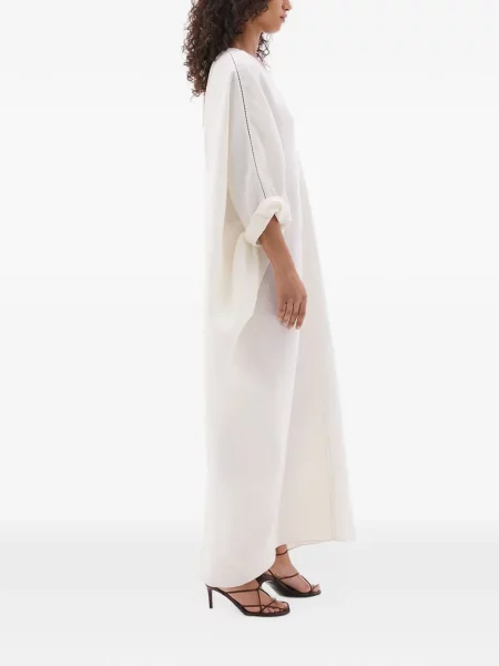 Rochie maxi Another Tomorrow cu decolteu în V alb