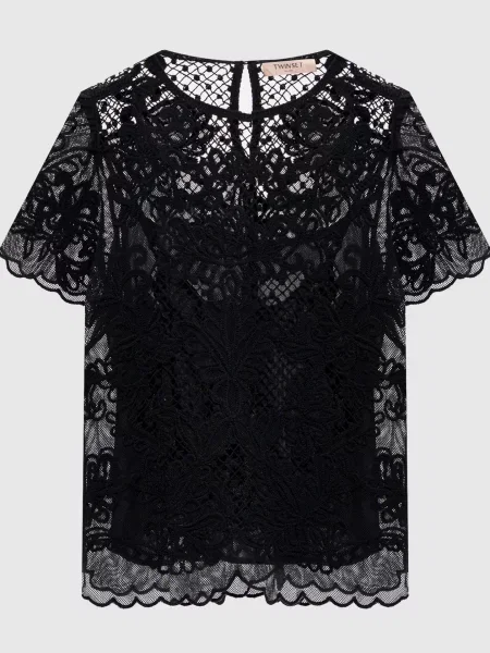 Топ з вишивкою Twinset чорний