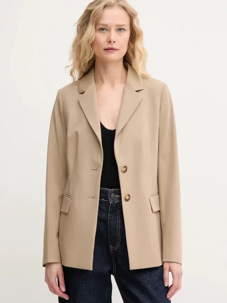 Сако United Colors of Benetton с едно копче с изчистен дизайн бежово