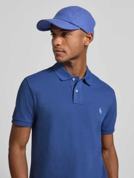 Koszulka polo o kroju slim fit z czystej bawełny Polo Ralph Lauren niebieska