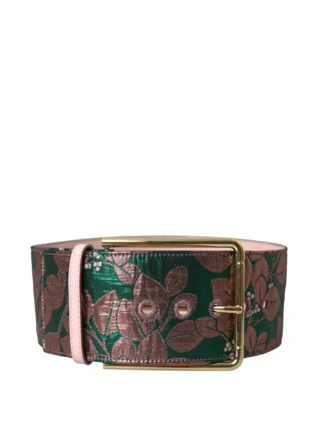 Cu centură curea Dolce & Gabbana cu model floral din jacard verde
