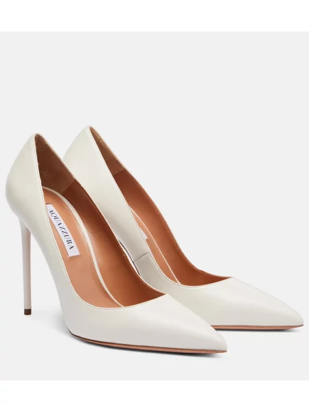 Pantofi cu toc Aquazzura din piele alb