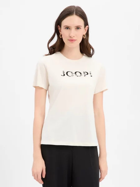 T-shirt z nadrukiem z logo model ‘Tanna’ Joop! biała
