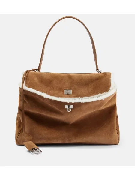 Geantă Balenciaga din piele de căprioară maro