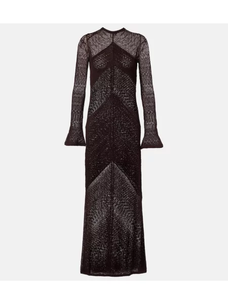Rochie maxi Staud tricotate de costum maro