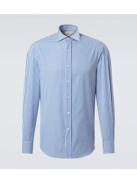 Pruhovaná košile Brunello Cucinelli modrá