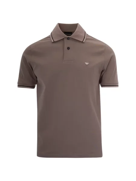 Tricou polo Emporio Armani cu broderie maro