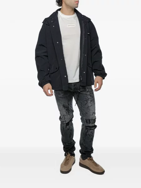 Geacă Armani Exchange cu glugă cu autograf negru