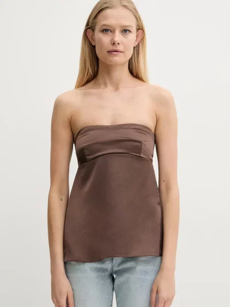 Bluza Patrizia Pepe za žene bez uzorka smeđa
