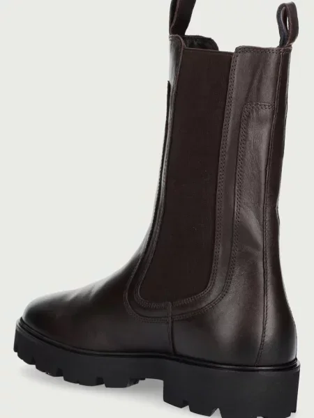 Tommy Hilfiger sztyblety skórzane TH STUD LEATHER HIGH CHELSEA brązowe