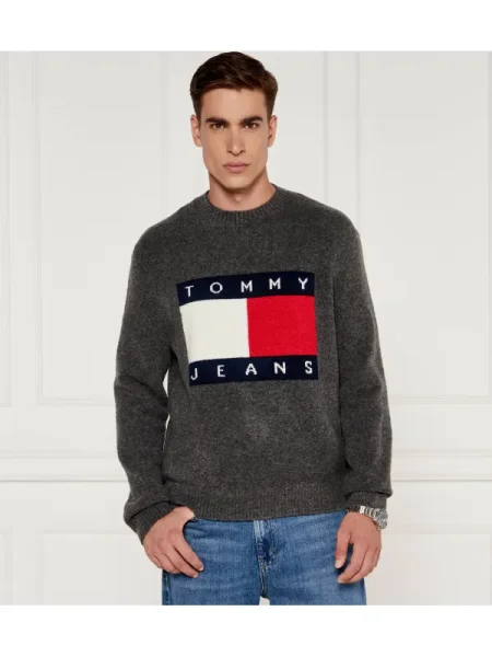 Tommy Jeans Pulover cu adaos de lână gri