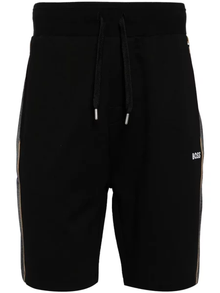 Pantaloni scurți Boss cu broderie cu dungi negru