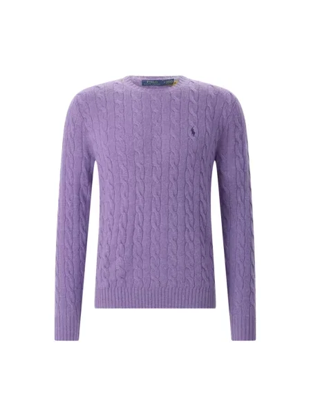 Sweter Polo Ralph Lauren wełniany z długim rękawem fioletowy