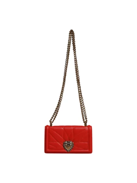 Torebka crossbody Dolce And Gabbana skórzana pikowana czerwona
