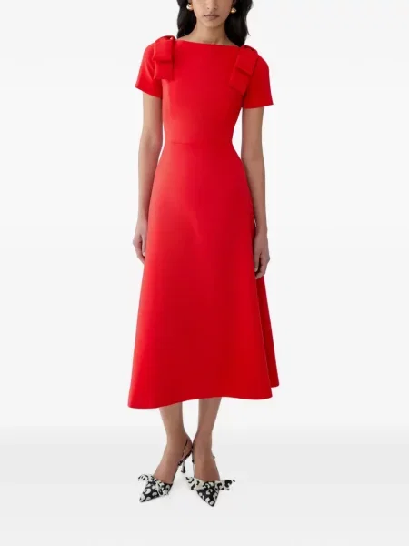 Rochie midi Carolina Herrera cu funde roșu