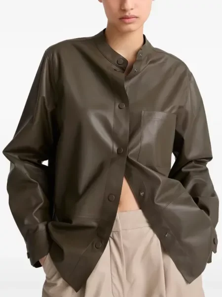 Top Yves Salomon din piele verde
