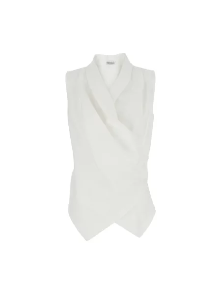 Lniana kamizelka Brunello Cucinelli biała