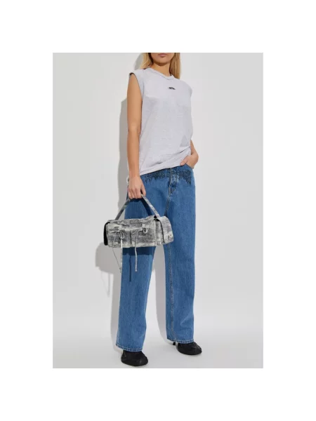 Jeansy Vetements z logo niebieskie