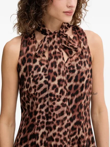 Rochie mini Dkny cu volane de costum maro