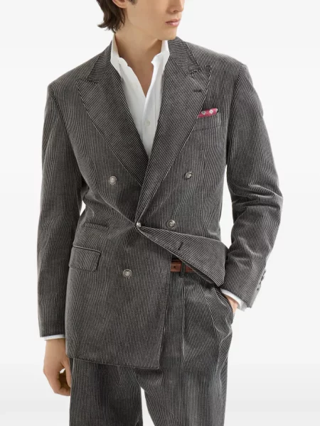 Sacou Brunello Cucinelli de catifea cord gri