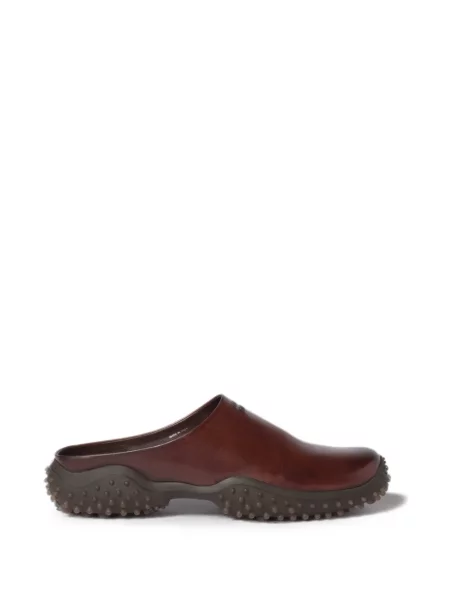 Papuci tip mules Miu Miu din piele maro