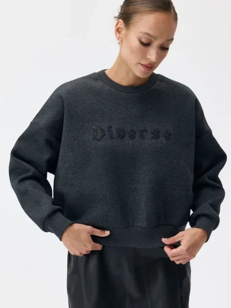 Світшот DIVERSE Bling бавовна/поліестер сірий
