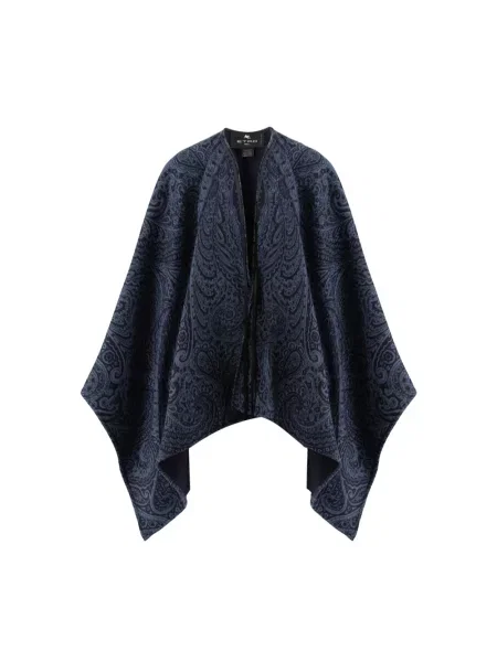 Kurtka Etro wełniana z wzorem paisley niebieska