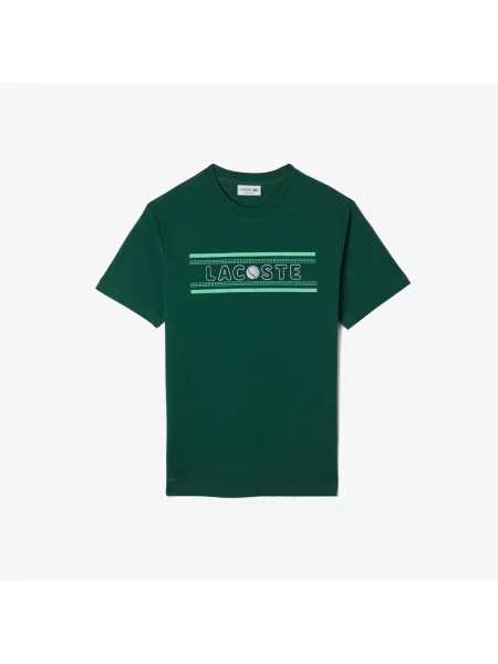 Lacoste Koszulka O Regularnym Kroju Z Nadrukiem Przy Dekolcie zielony