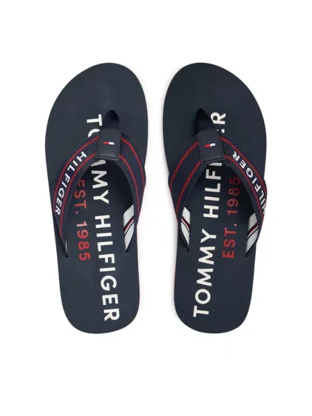Tommy Hilfiger Japonke Sporty Hilfiger Beach Sandal Mornarsko modra bela