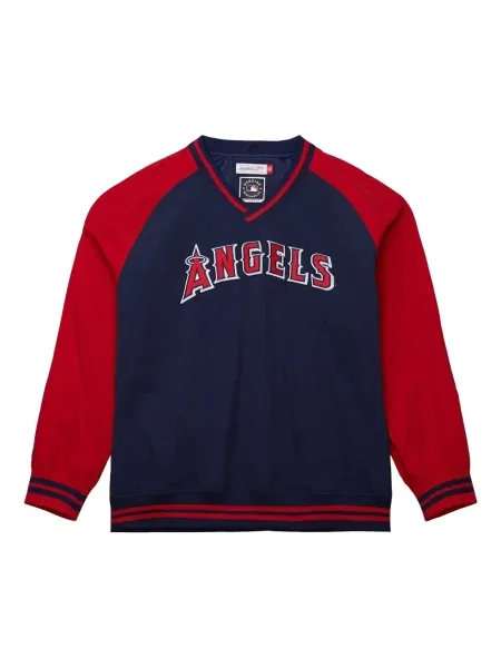 Pulover Mitchell & Ness cu decolteu în V albastru